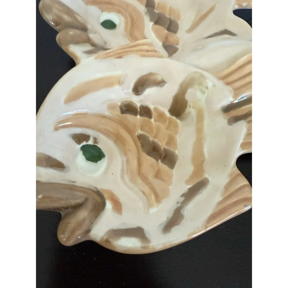 Vintage‎ Ceramic Porcelain Double Fish Dish Trinket Jewelry Organizer 8